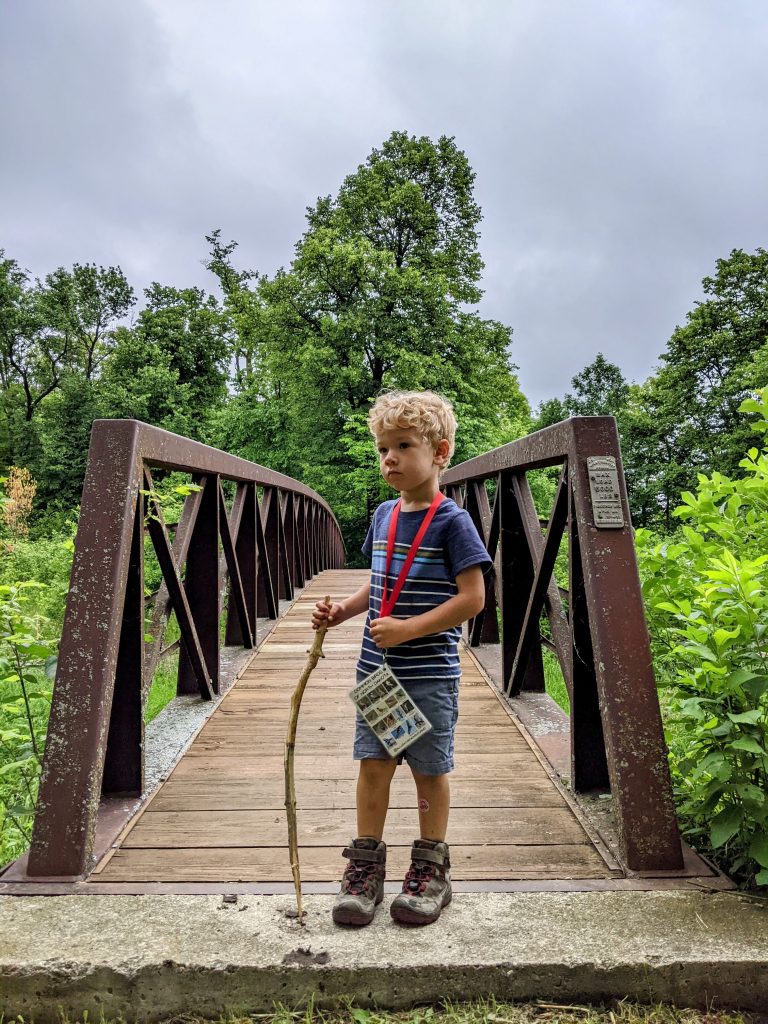 child hiking near Cavalier, ND
